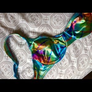 Vintage Rainbow Bra Bralette or bikini top 34c cup